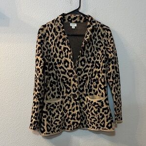 J. Crew Animal Print Blazer in Black and Tan